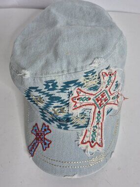 VTG Leader Cadet Patrol Cross Crucifix Cap Hat Blue Mens Womens Adjustable